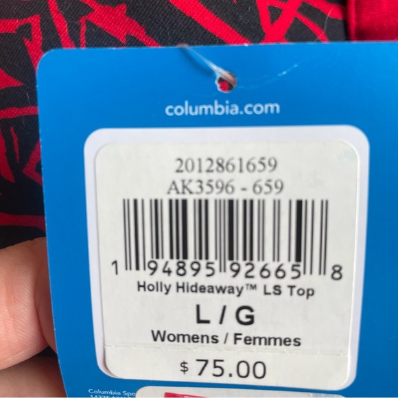 Columbia red black Holly Hideaway long sleeve top NWT - Picture 8 of 12